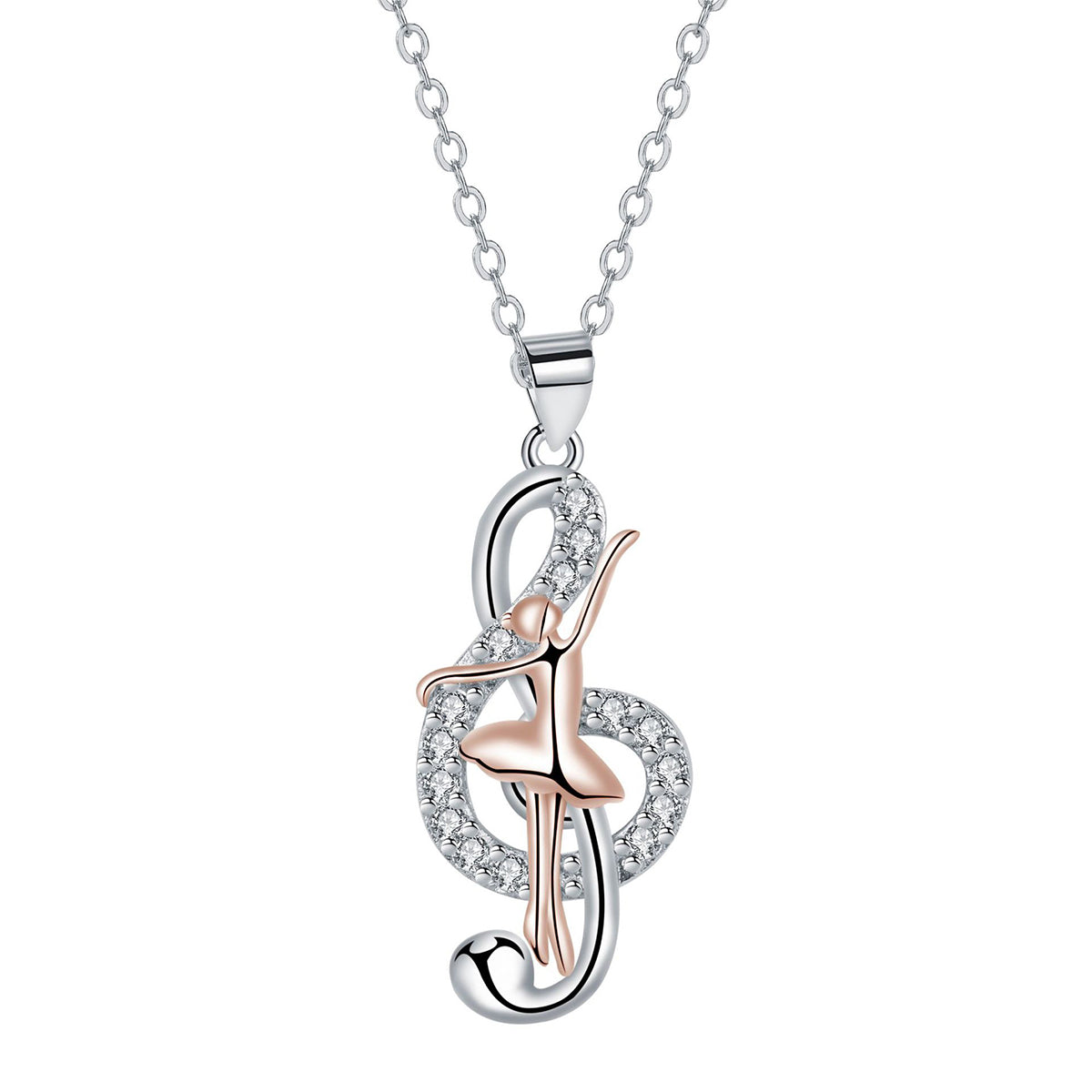 Copper With Silver/Rosegold Plated Music Pendant Necklace