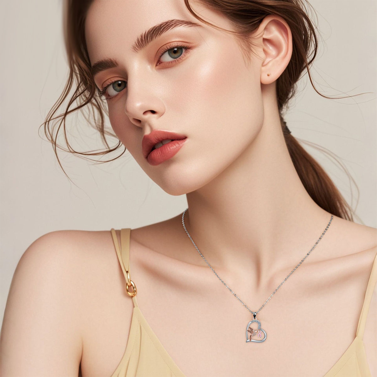 Copper With Silver/Rosegold Plated Heart Pendant Necklace
