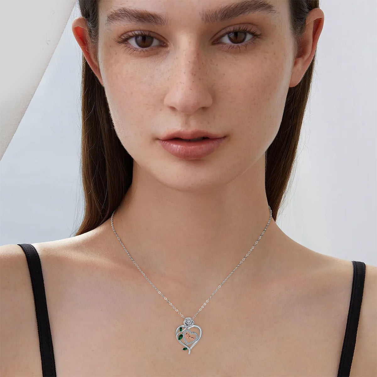 Copper With Silver/Rosegold Plated Mom Rose Pendant Necklace for Women