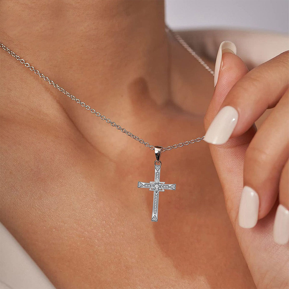 Copper With Silver Plated Cross Pendant Necklace