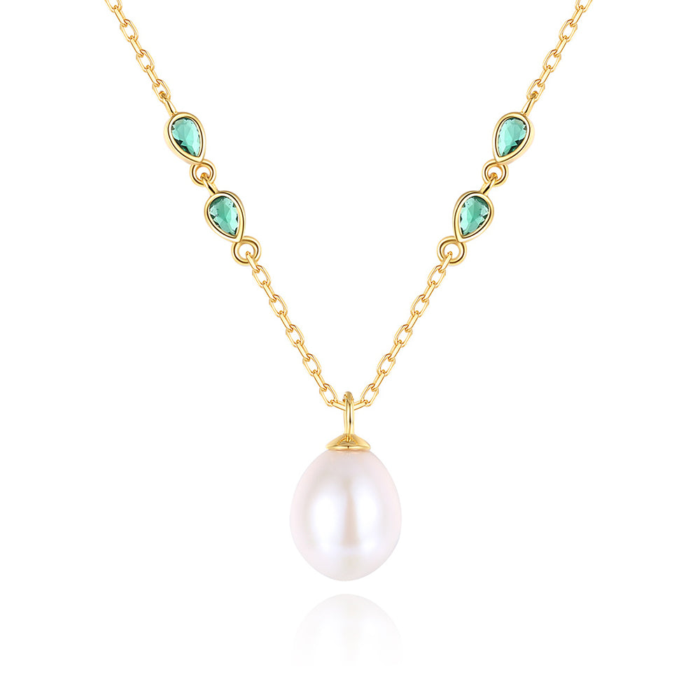 925 Sterling Silver Natural Pearl Drop Necklace Fashion Jewelry Gift for Women Girls