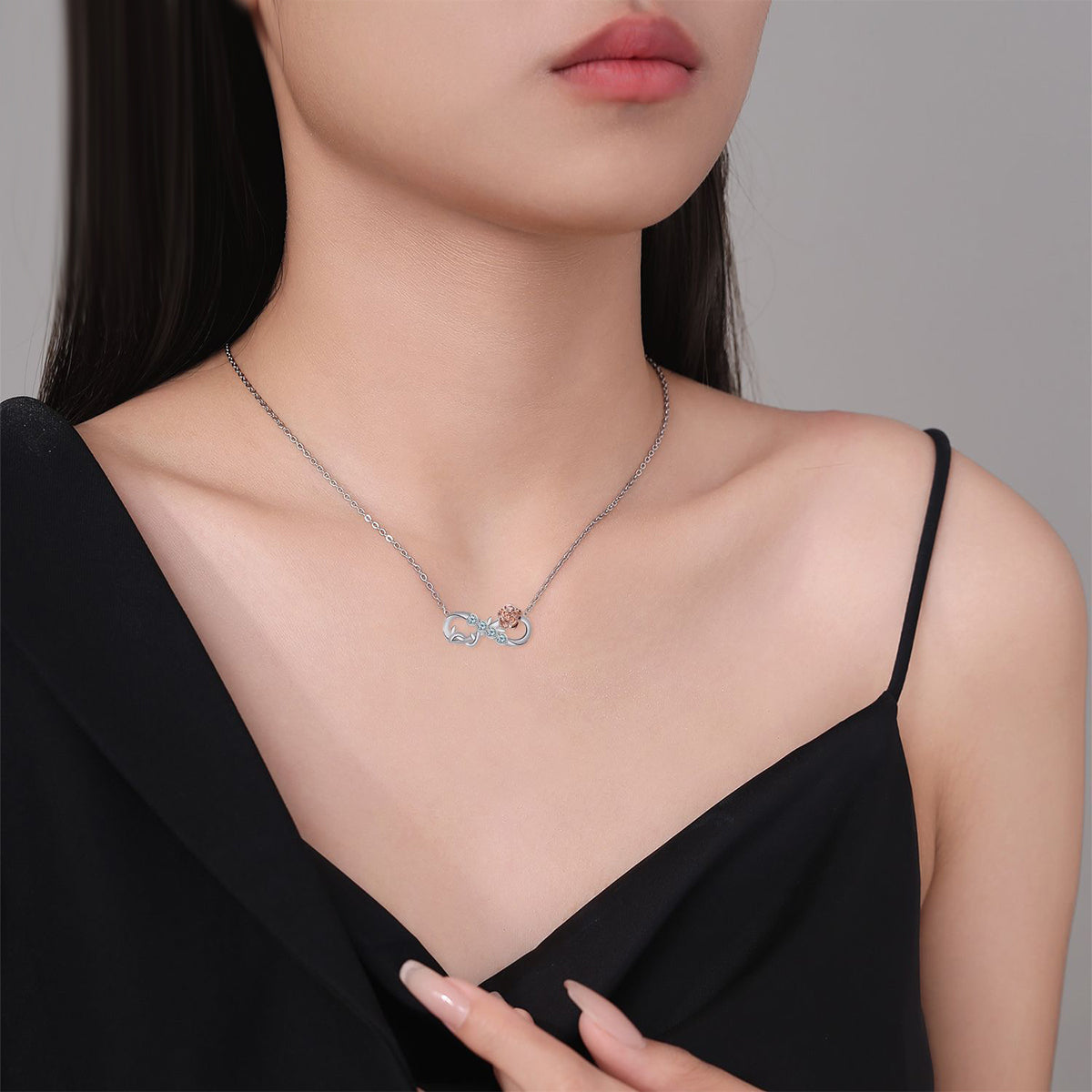 Copper With Silver/Rosgold Plated Infinity Pendant Necklace