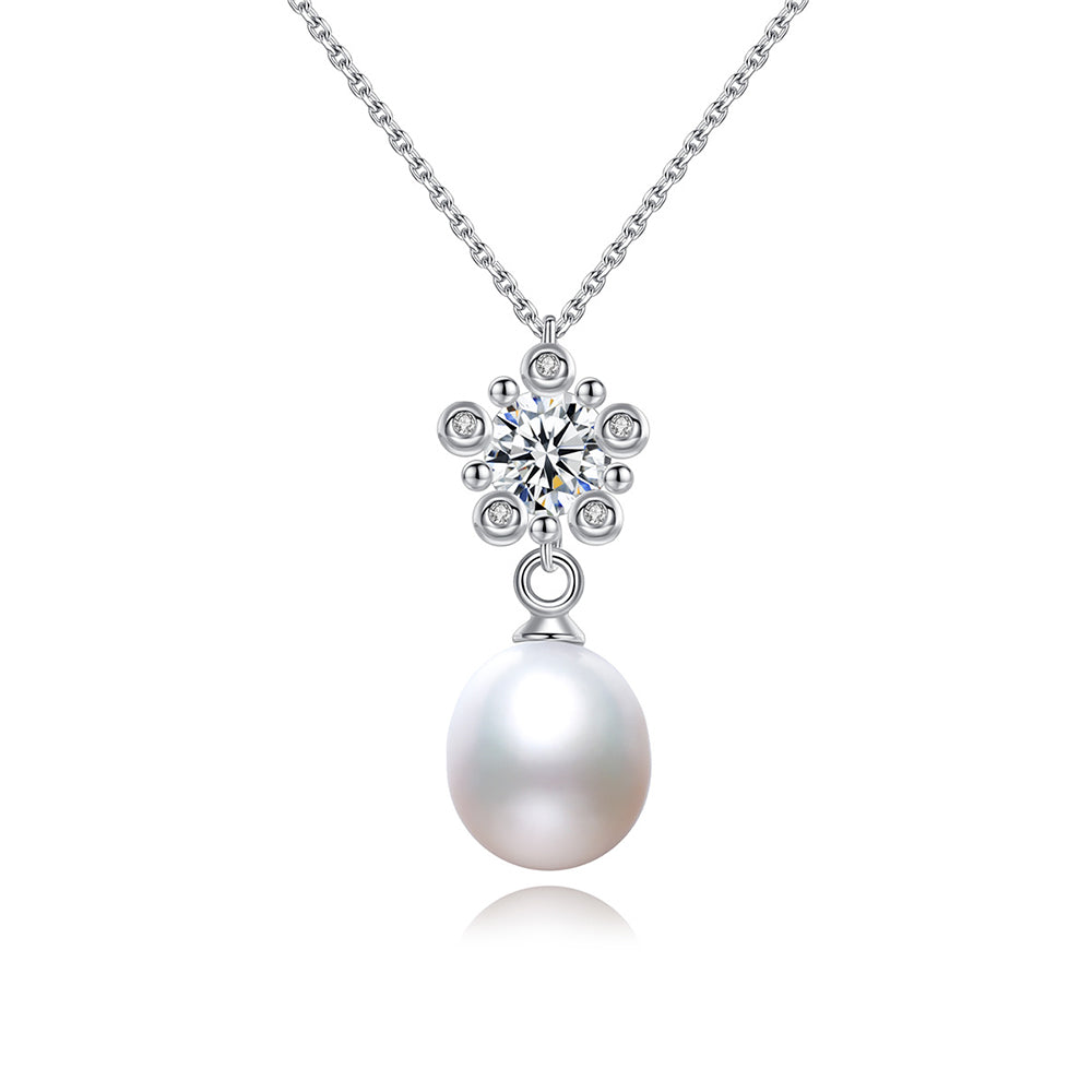 925 Sterling Silver Natural Pearl Drop Necklace Fashion Jewelry Gift for Women Girls