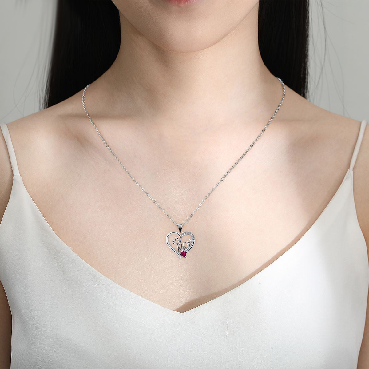 Copper With Silver Plated Mom Heart Pendant Necklace