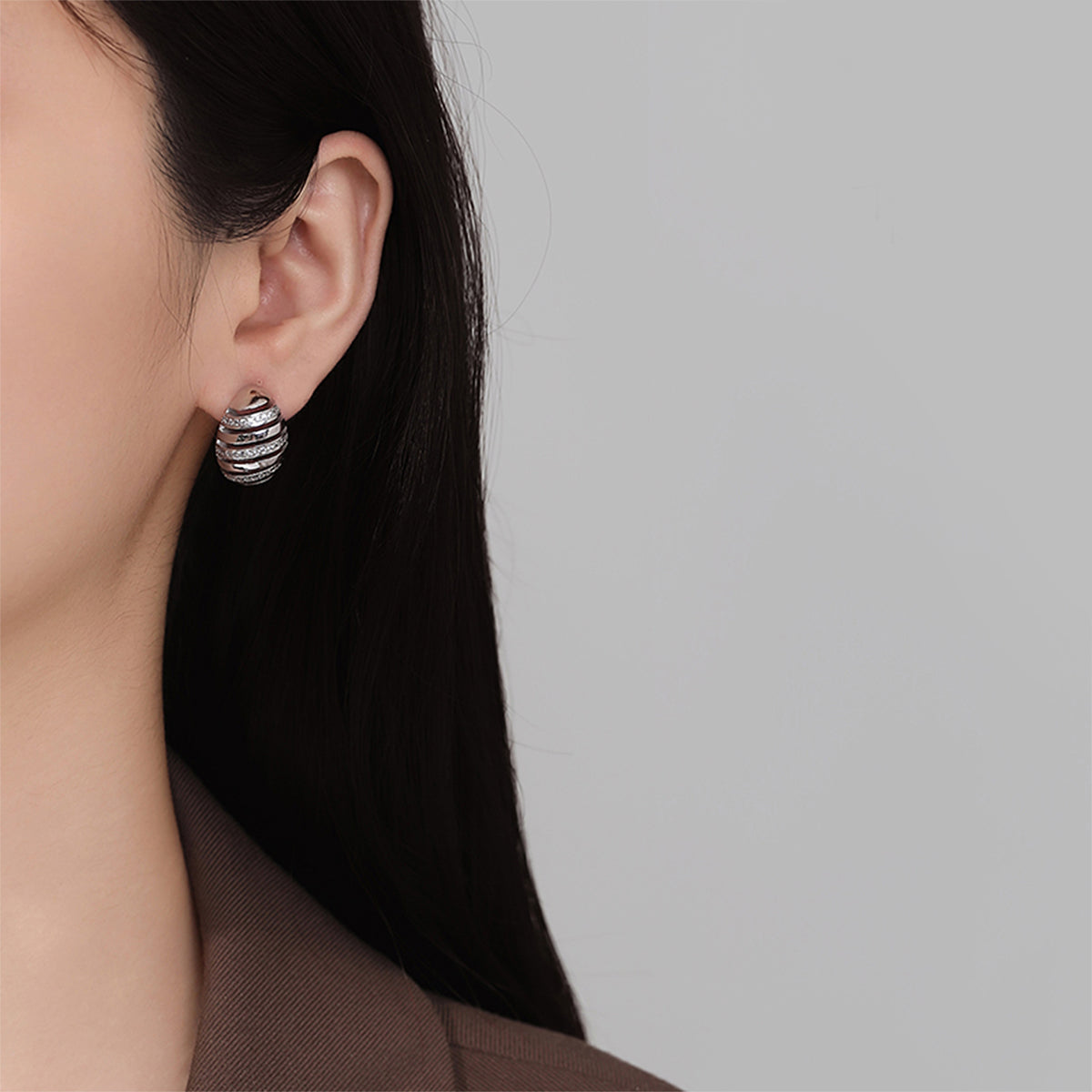 Pendientes de joyería de moda de cobre con baño de plata