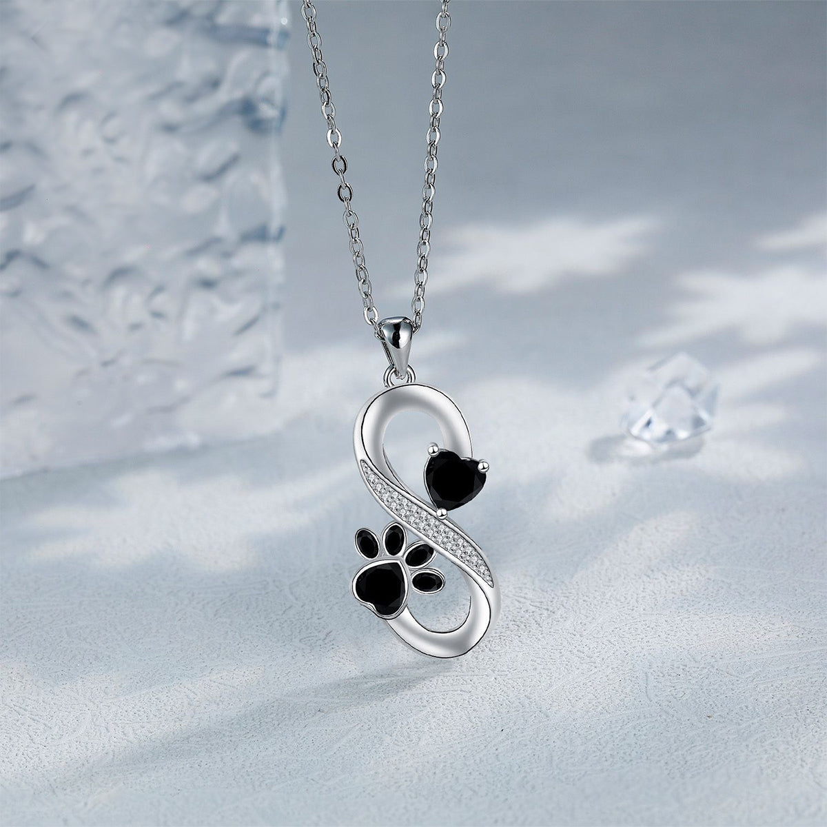 Copper With Silver Plated Infinity Paw and Heart Pendant Necklace