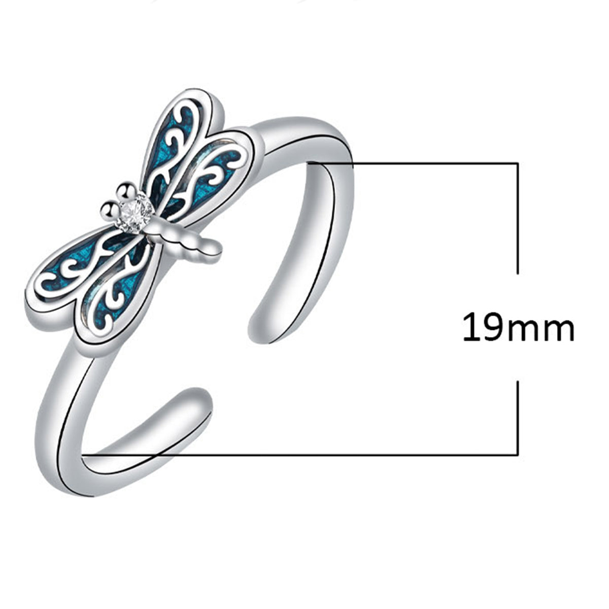 Copper With Silver Plated Butterfly Fashion Ring