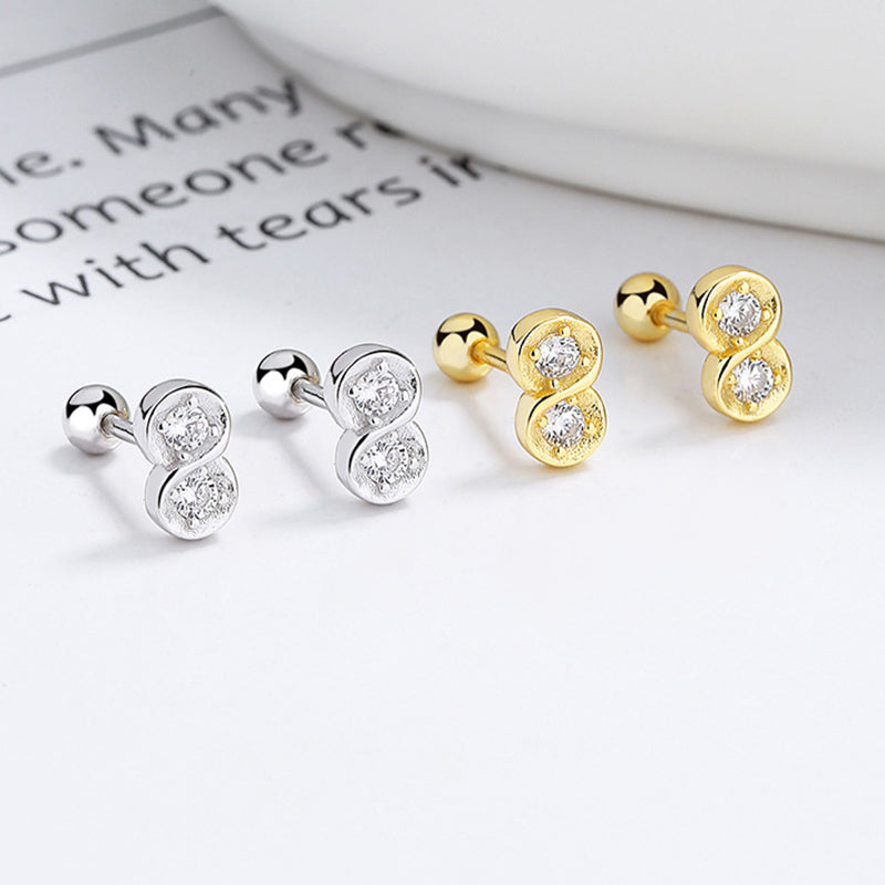 925 Sterling Silver 8 Screw Back Stud Earrings