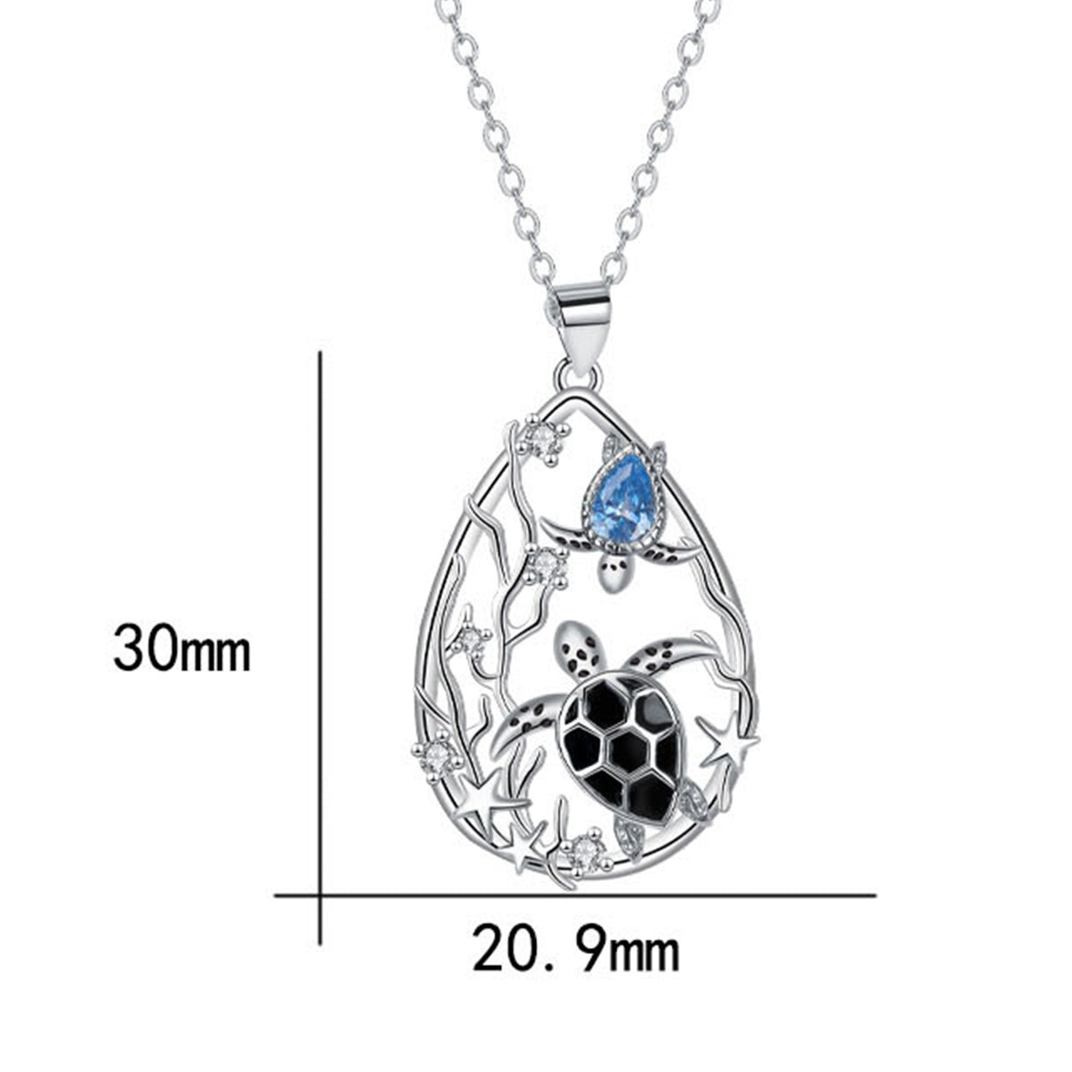 Copper With Silver Plated Turtles Pendant Necklace