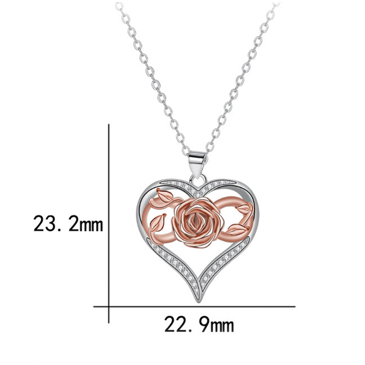 Copper With Silver/Rosegold Plated Heart Pendant Necklace