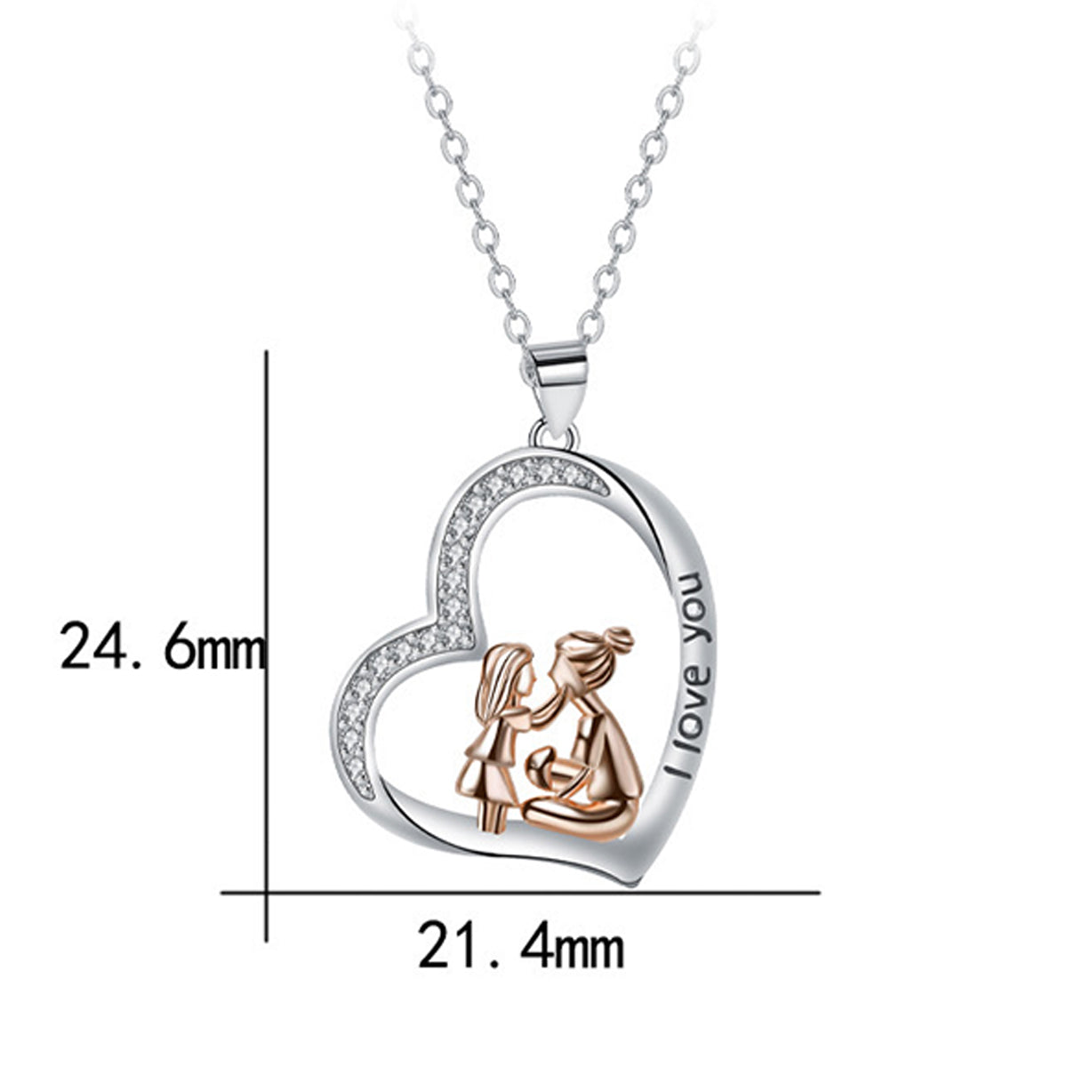 Copper With Silver/Rosegold Plated Heart Pendant Necklace