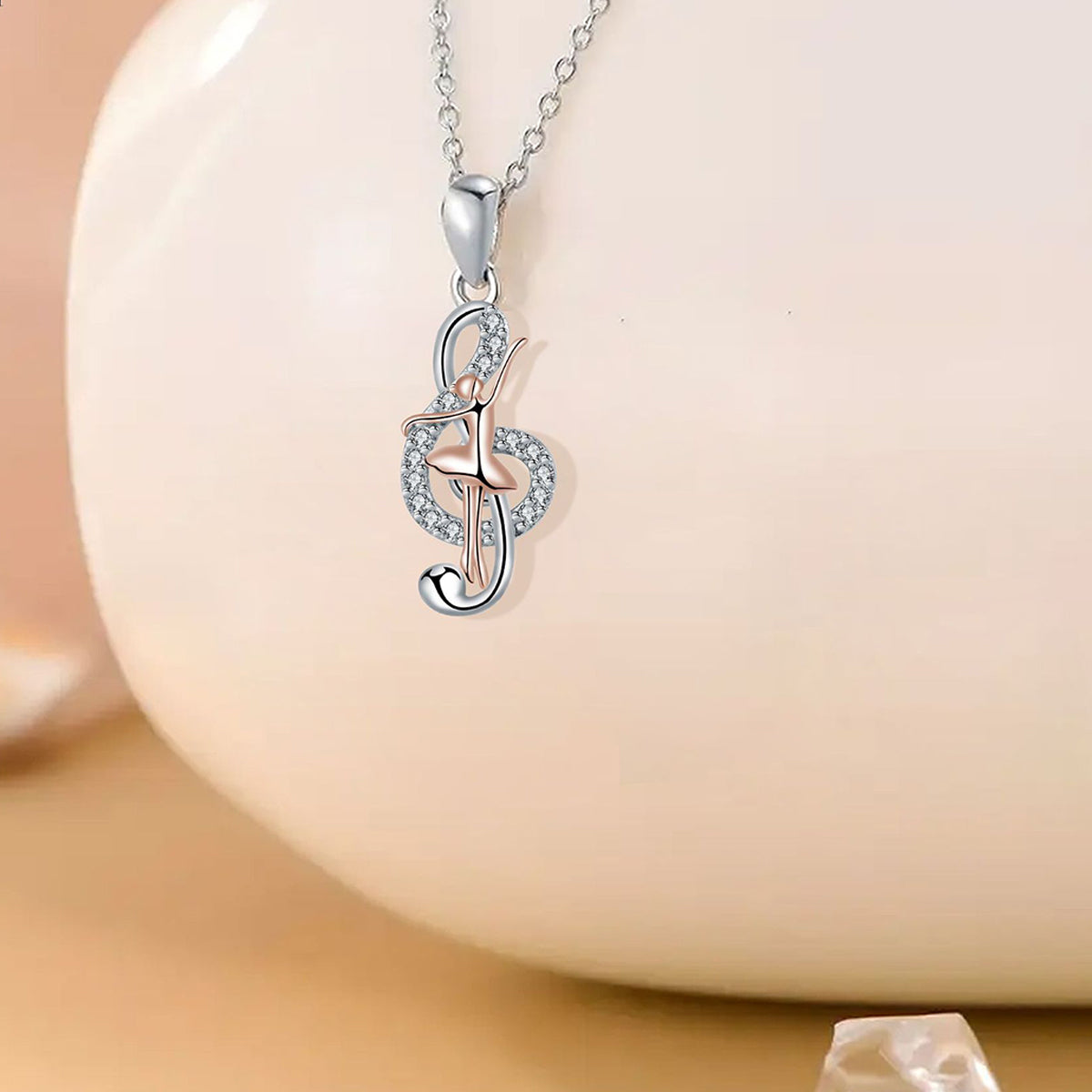Copper With Silver/Rosegold Plated Music Pendant Necklace