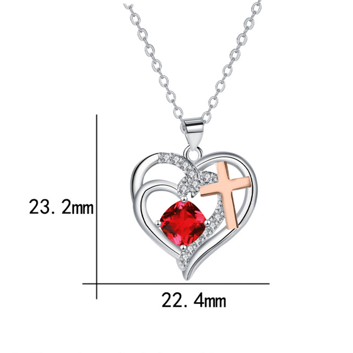 Copper With Silver/Rosegold Plated Heart Pendant Necklace