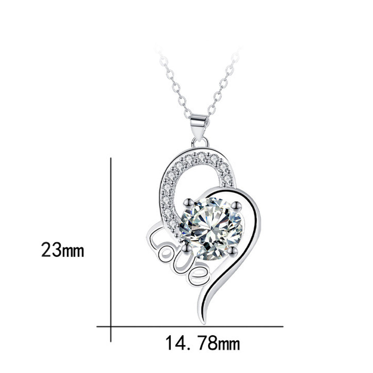 Copper With Silver Plated Foreve Heart Love Pendant Necklace