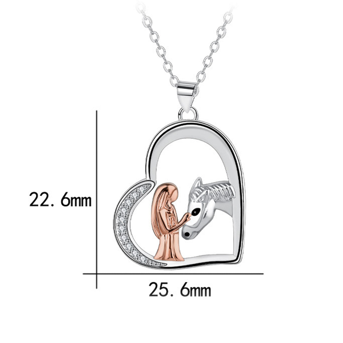 Copper With Silver/Rosegold Plated Heart Pendant Necklace for Women