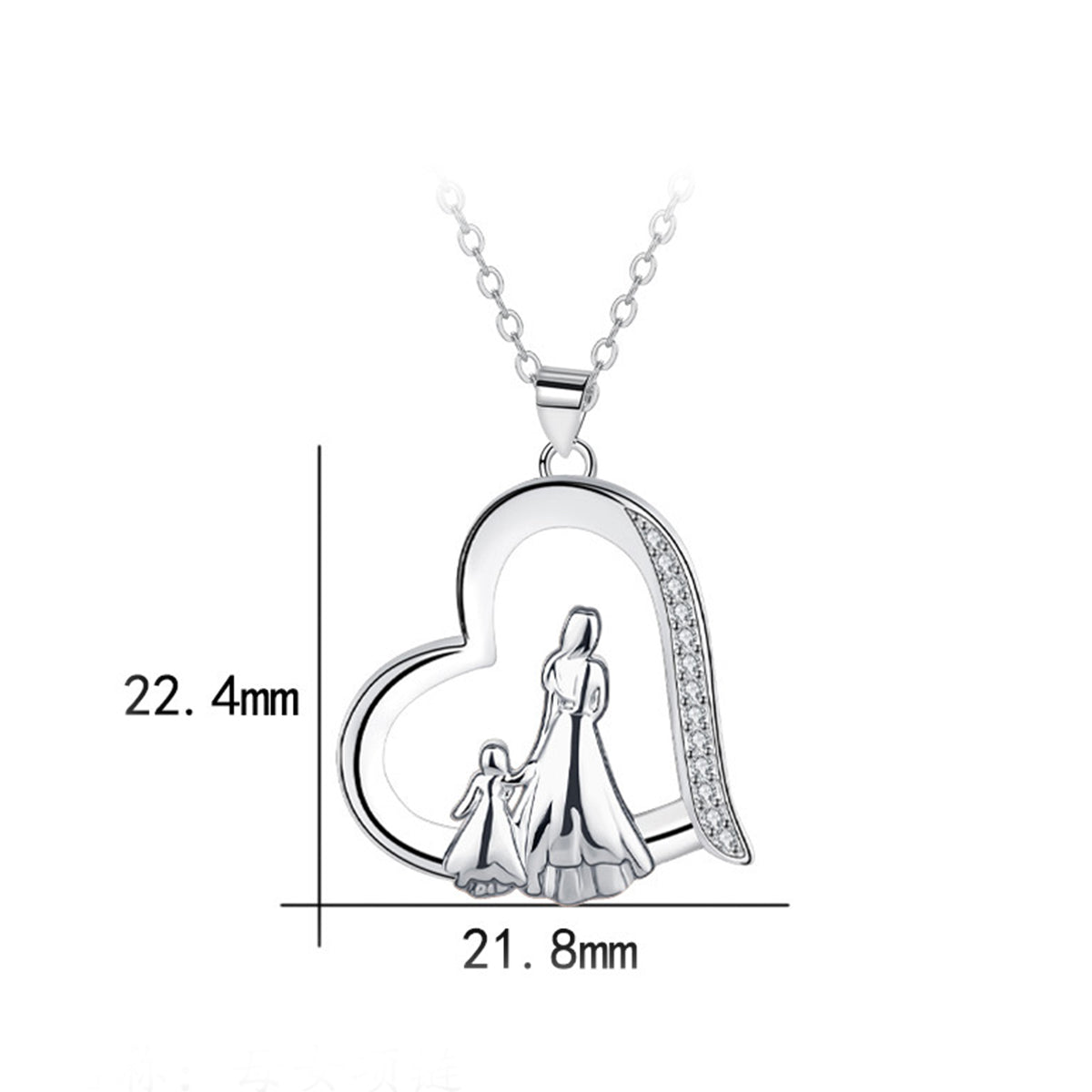 Copper With Silver Plated Heart Pendant Necklace for Women