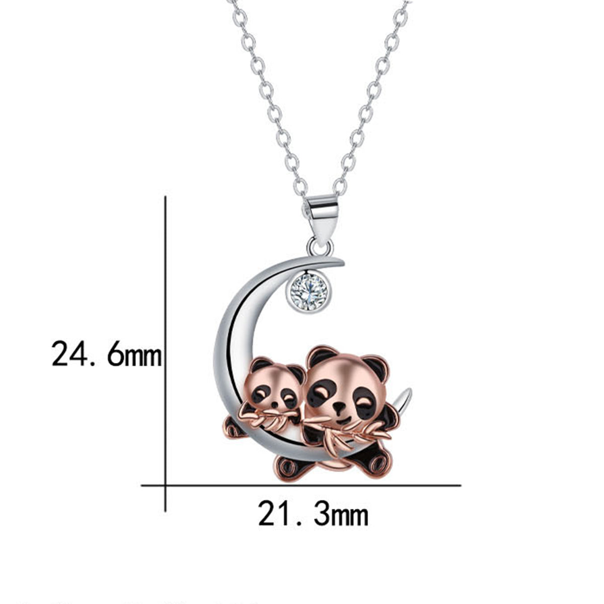 Copper With Silver/Rosegold Plated Pandas Pendant Necklace