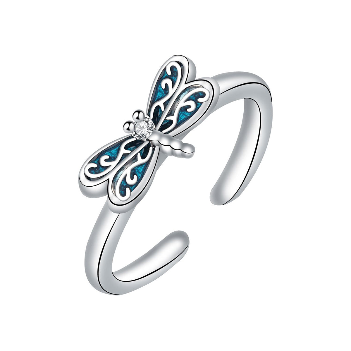 Copper With Silver Plated Butterfly Fashion Ring