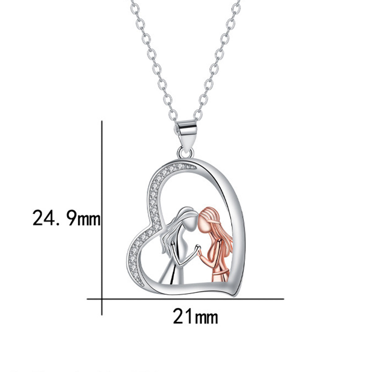 Copper With Silver/Rosegold Plated Heart Pendant Necklace