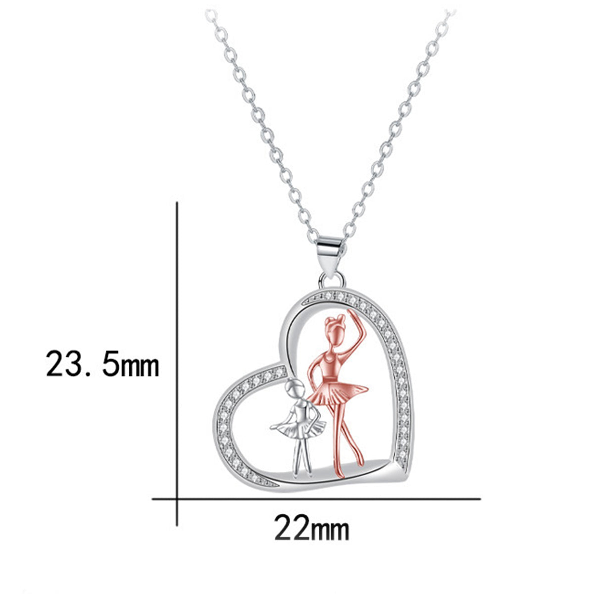 Copper With Silver/Rosegold Plated Heart Pendant Necklace