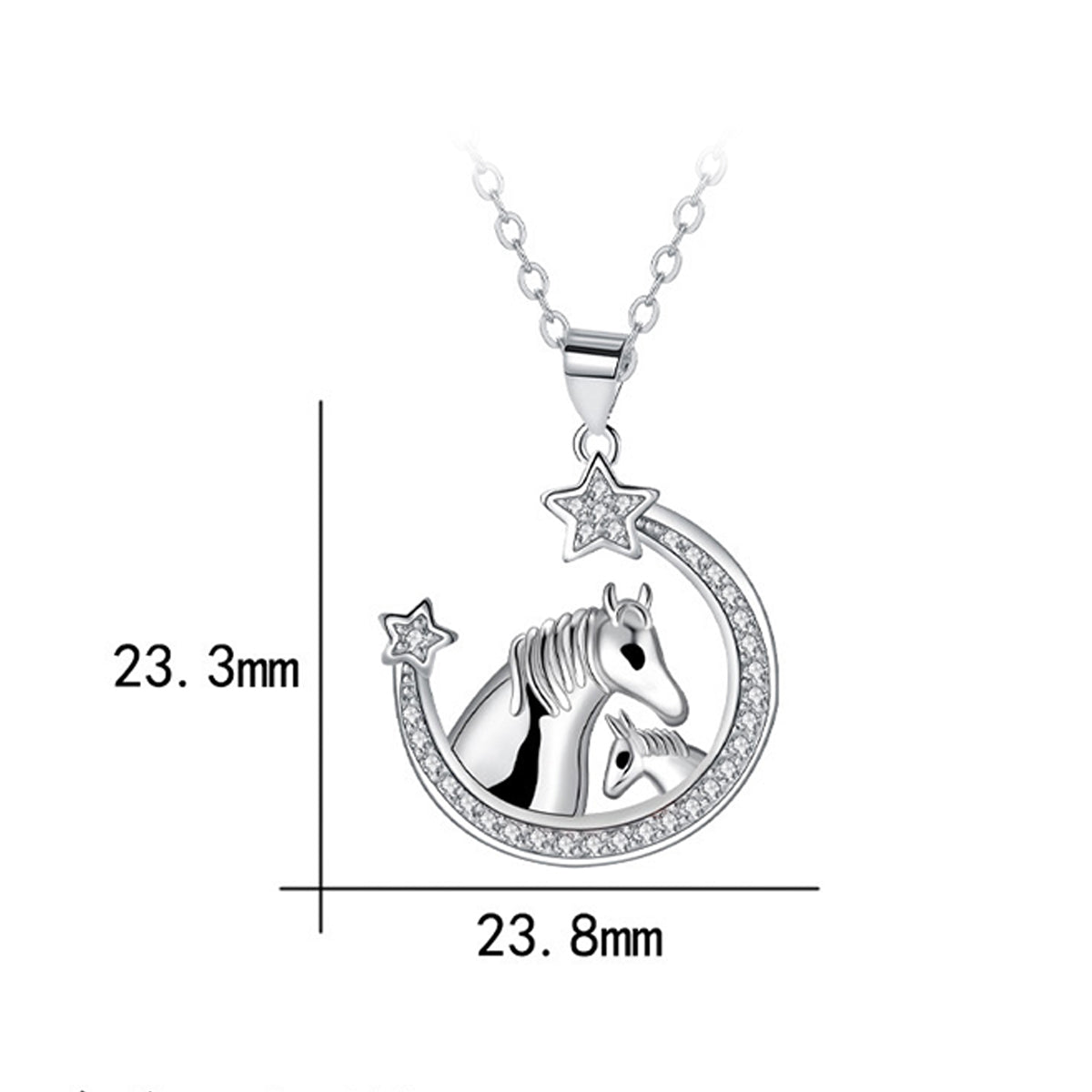 Copper With Silver Plated Star Unicorn Pendant Necklace