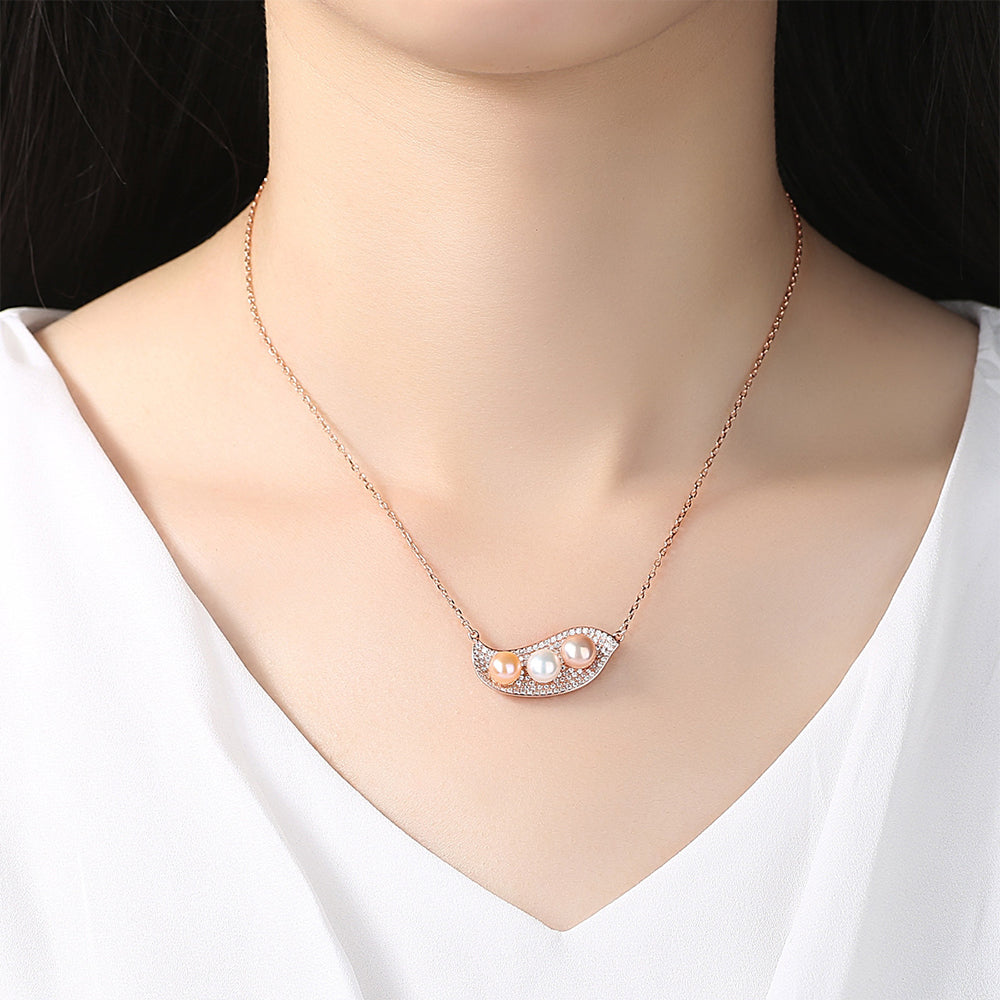925 Sterling Silver Natural Pearl Drop Necklace Fashion Jewelry Gift for Women Girls