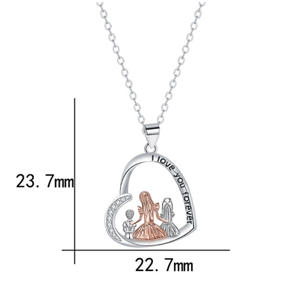 Copper With Silver/Rosegold Plated Heart Pendant Necklace