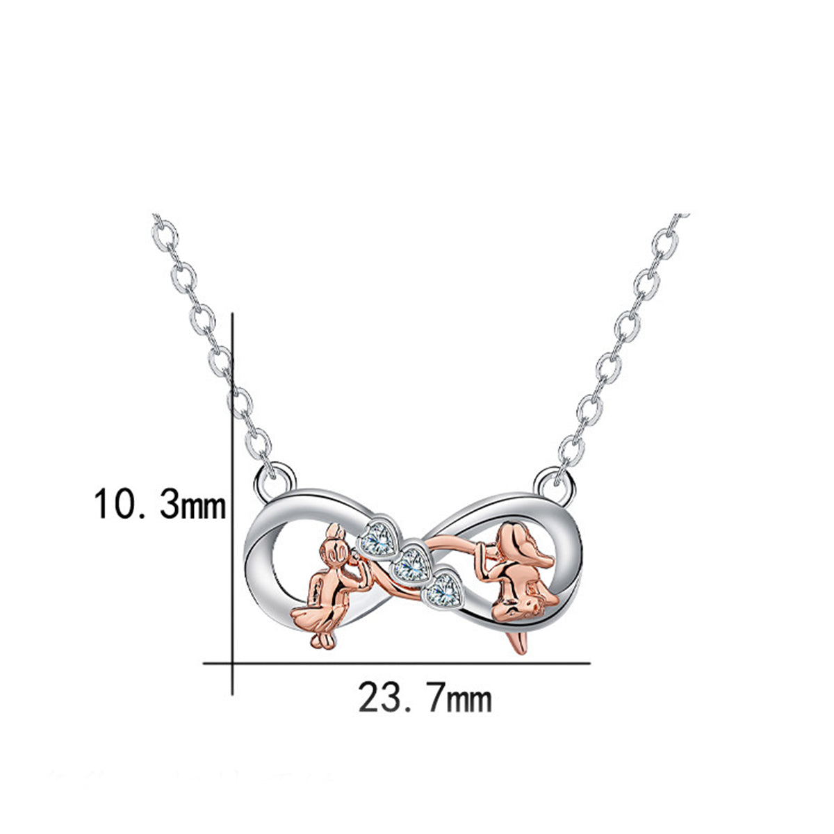 Copper With Silver/Rosegold Plated Infinity Pendant Necklace for Women