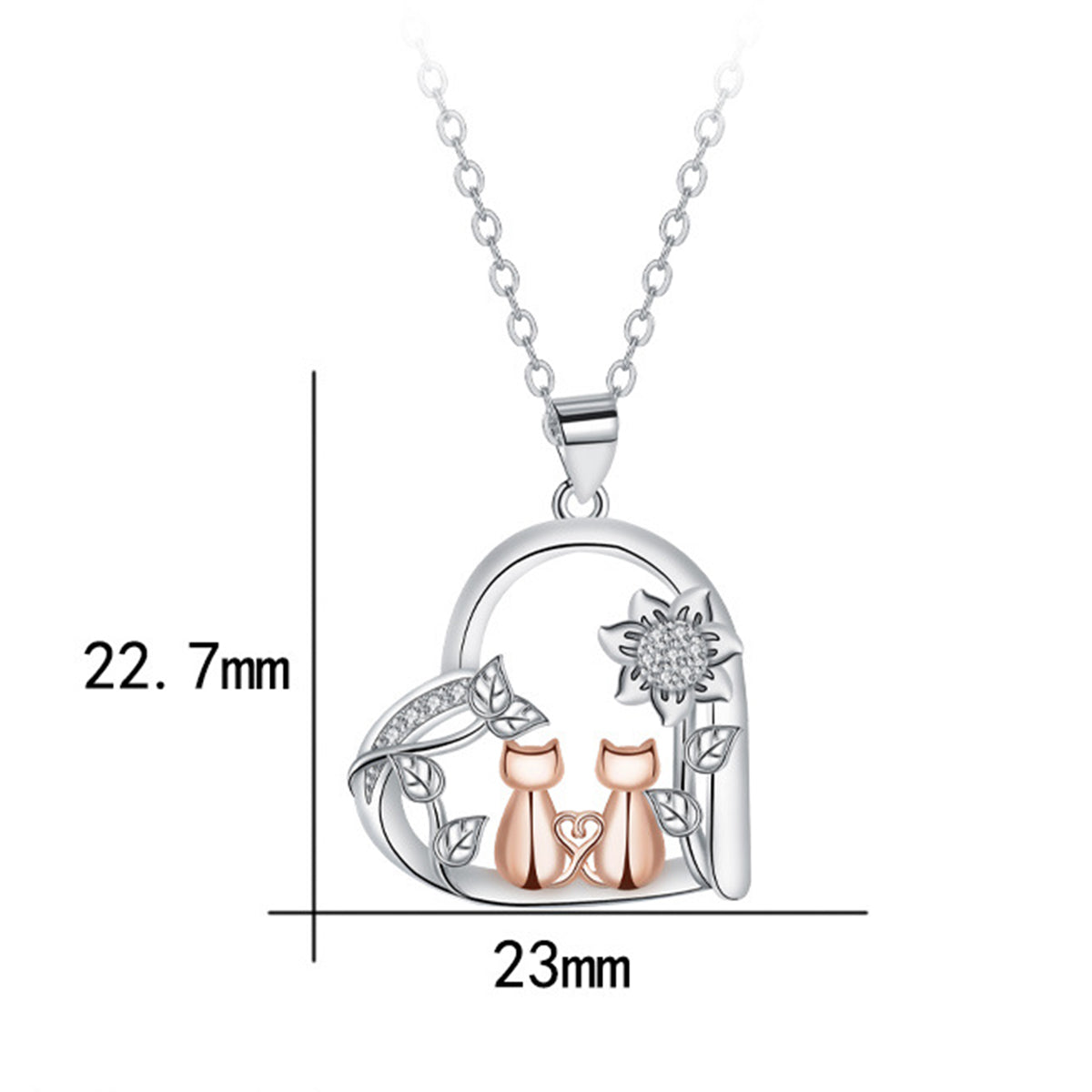 Copper With Silver/Rosegold Plated Heart Pendant Necklace