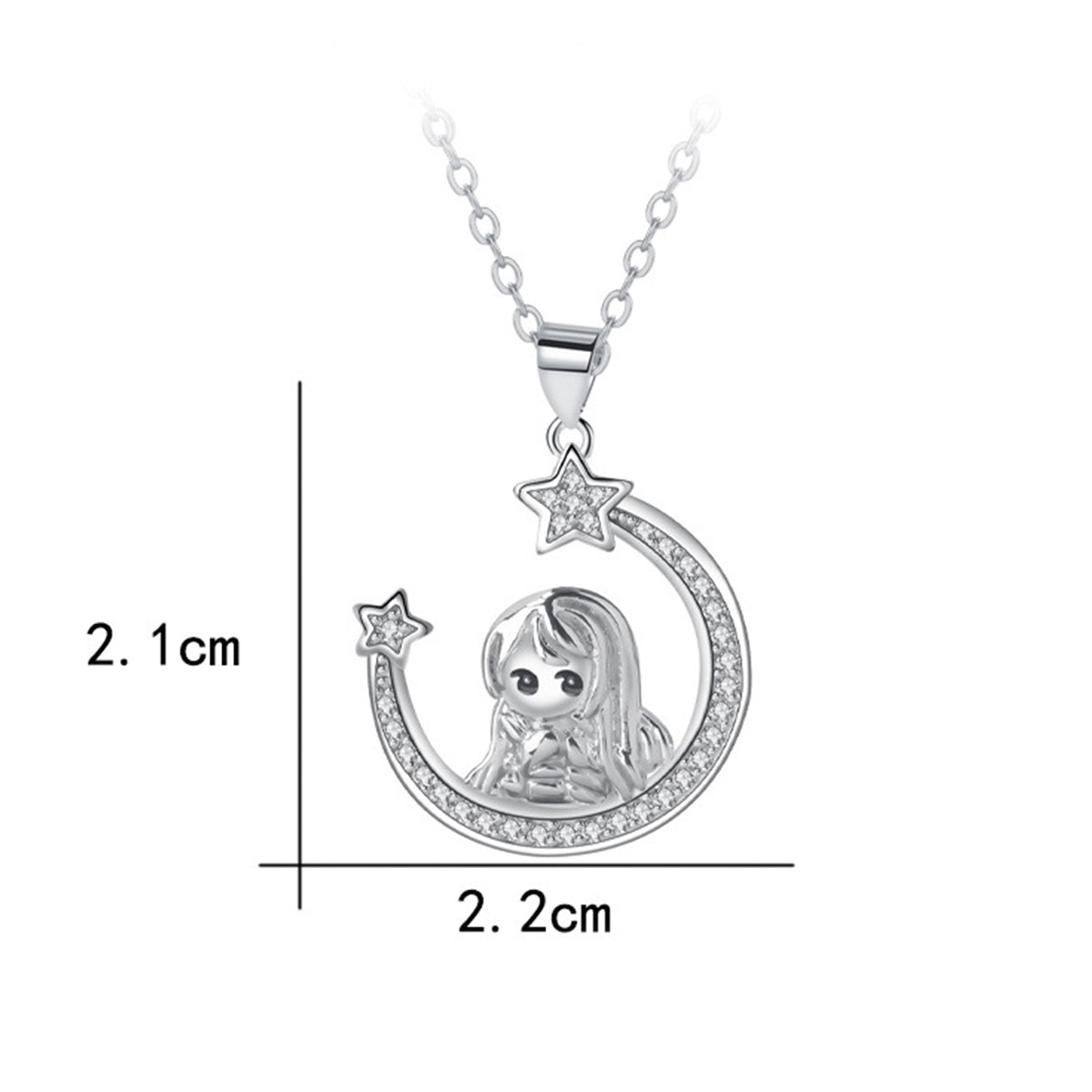 Copper With Silver Plated Girl Stars Pendant Necklace