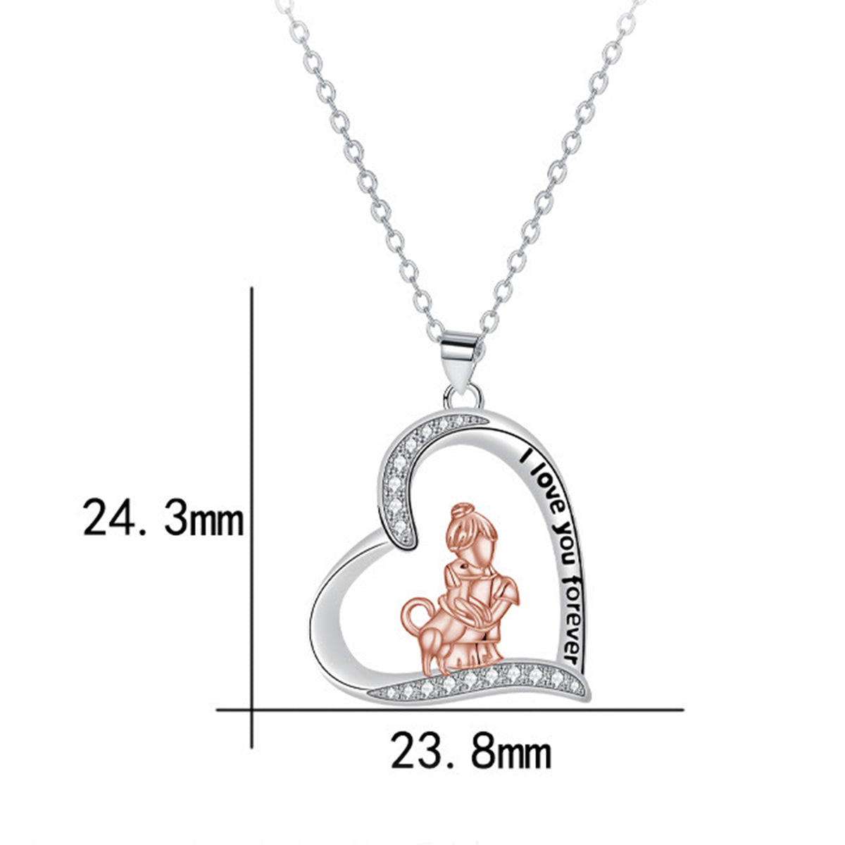 Copper With Silver Plated Heart Pendant Necklace