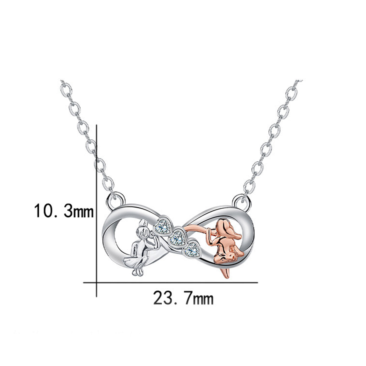 Copper With Silver/Rosegold Plated Infinity Pendant Necklace for Women