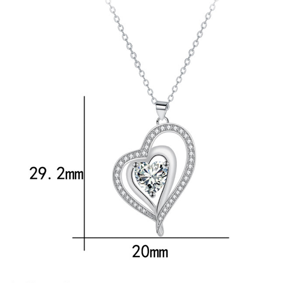 Copper With Silver Plated Heart Butterfly Pendant Necklace