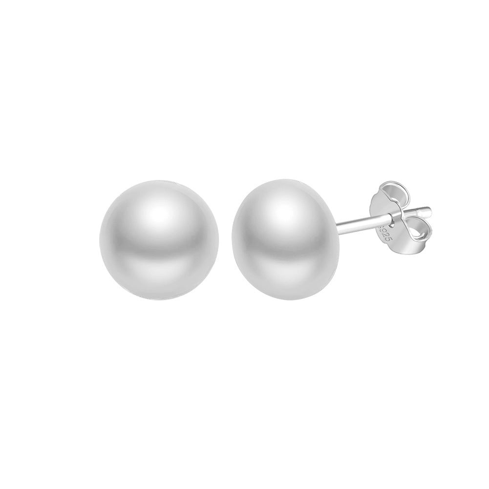 925 Sterling Silver Natural Pearl Stud Earrings Fashion Jewelry Gift for Women Girl