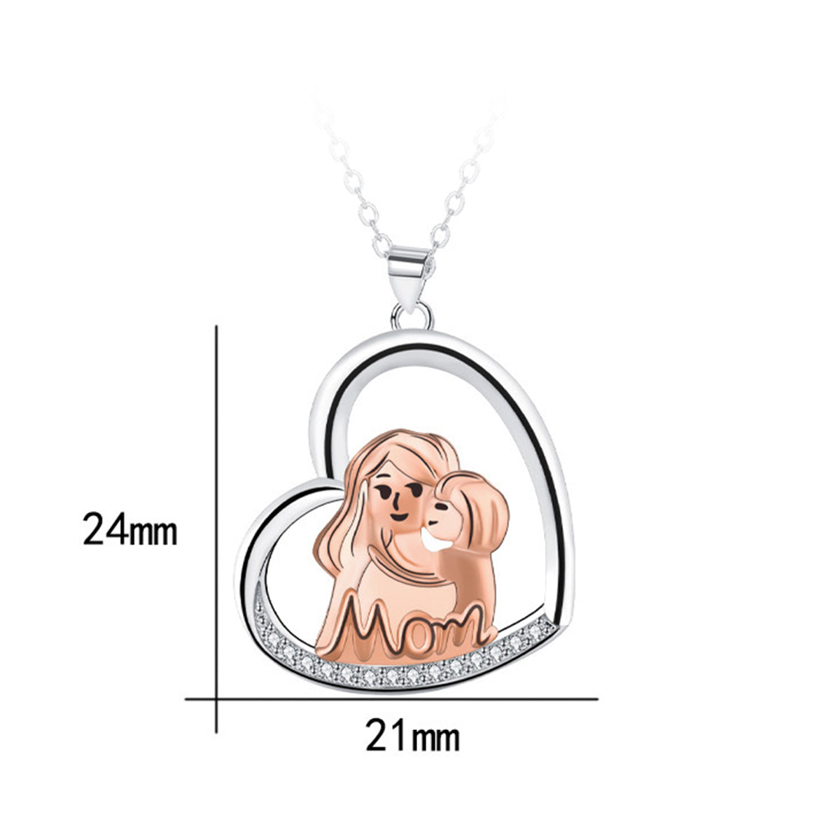 Copper With Silver/Rosgold Plated Heart Pendant Necklace