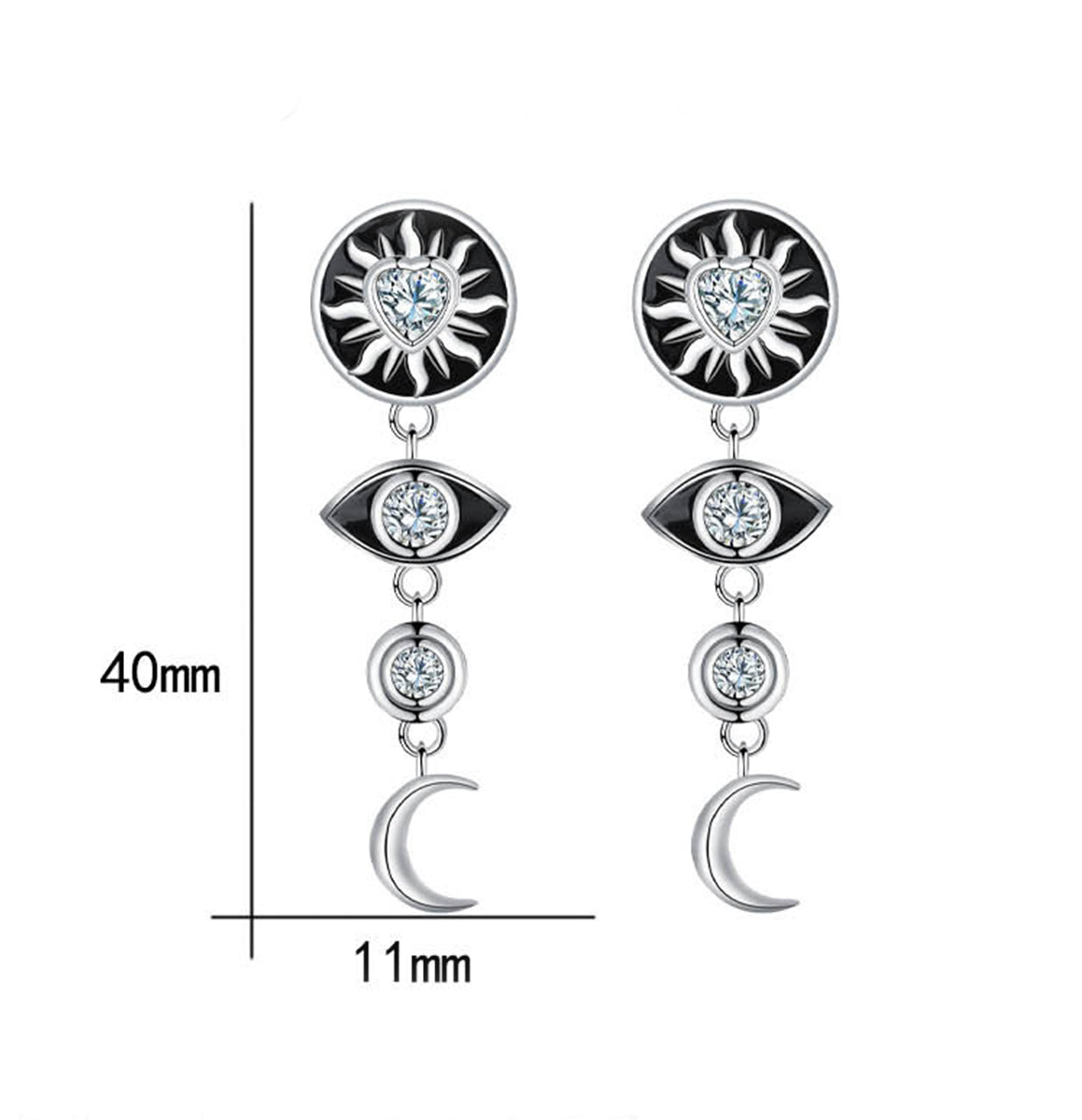 Copper With Silver Plated Fashion Jewelry Moon Star Long Earrings