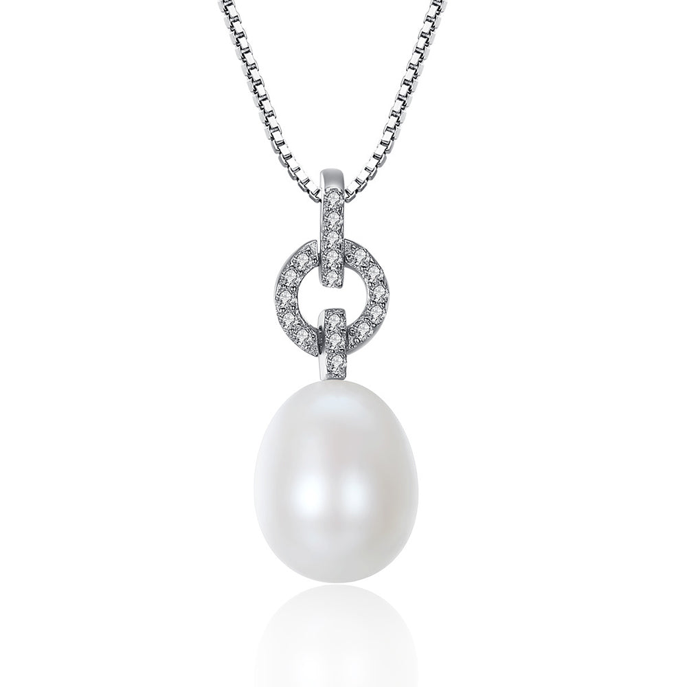 925 Sterling Silver Natural Pearl Drop Necklace Fashion Jewelry Gift for Women Girls