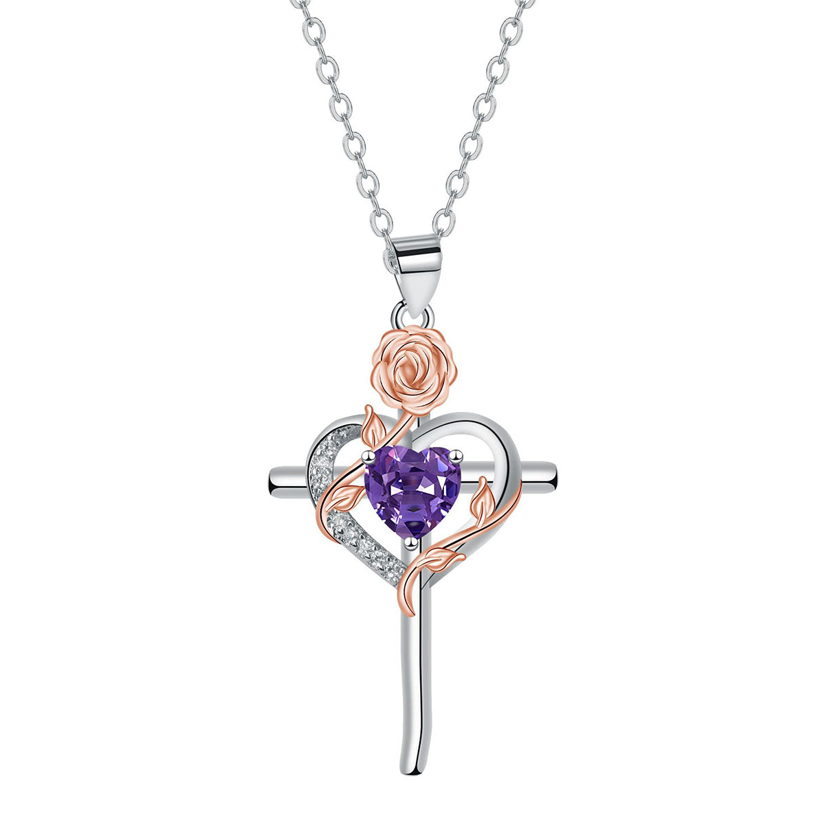 Copper With Silver/Rosegold Plated Heart Pendant Necklace