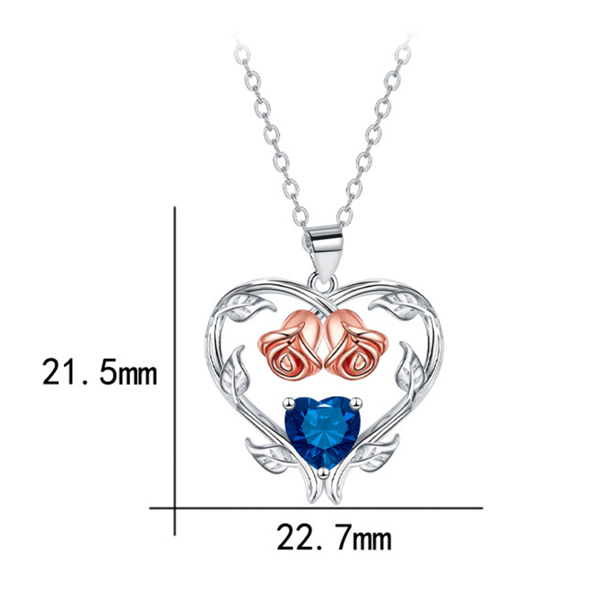 Copper With Silver/Rosegold Plated Heart Pendant Necklace