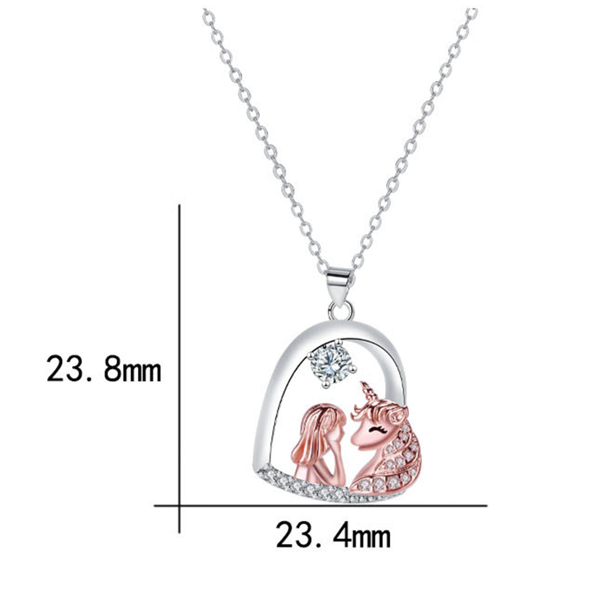 Copper With Silver/Rosegold Plated Heart Pendant Necklace