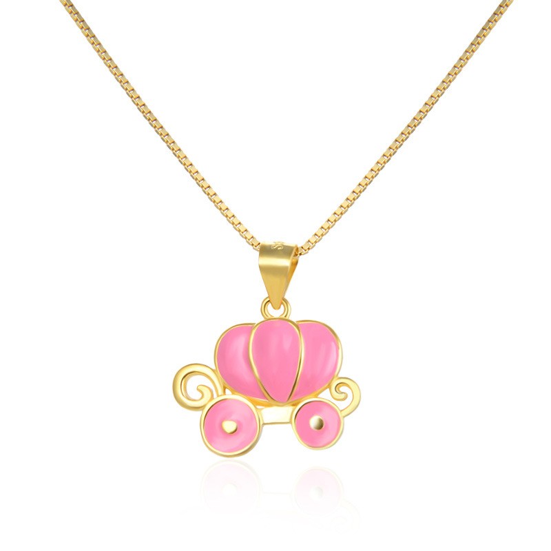 925 Sterling Silver Pumpkin carts Cute Necklace