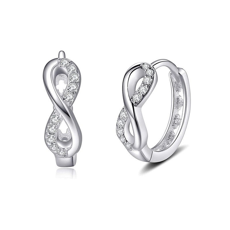 925 Sterling Silver Infinity Fashion Hoop Earrings