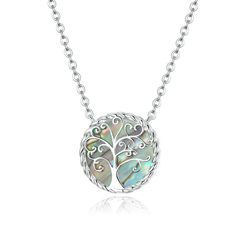 925 Sterling Silver Heart Tree of Life Fashion Necklace