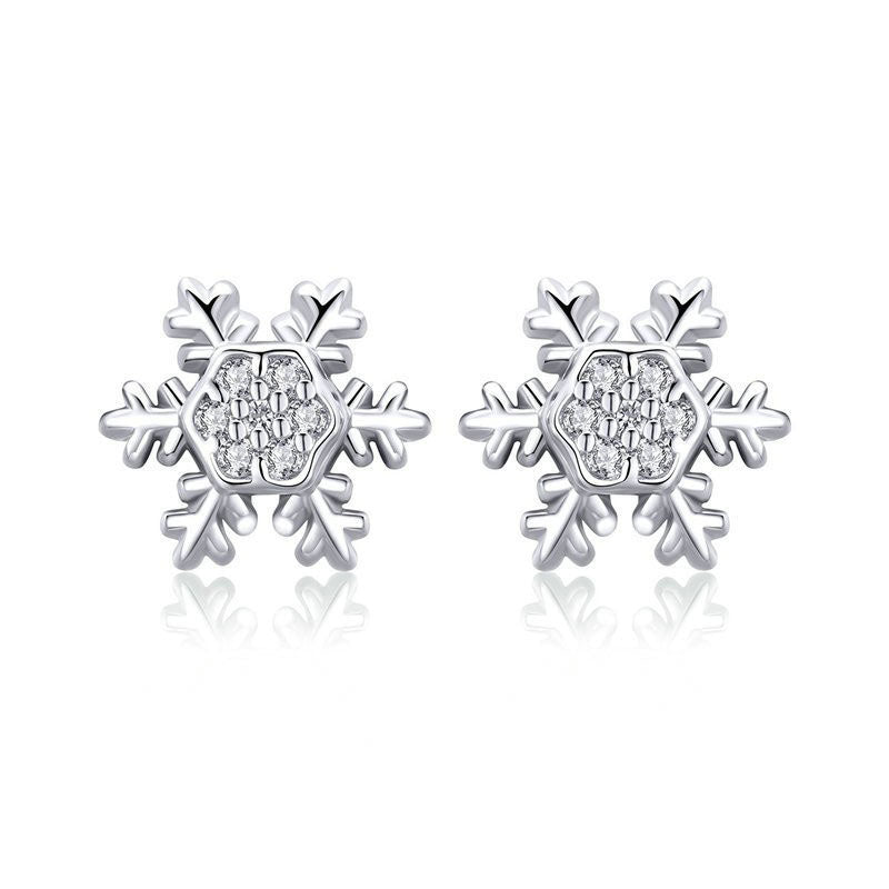 925 Sterling Silver Snowflake Fashion Earrings