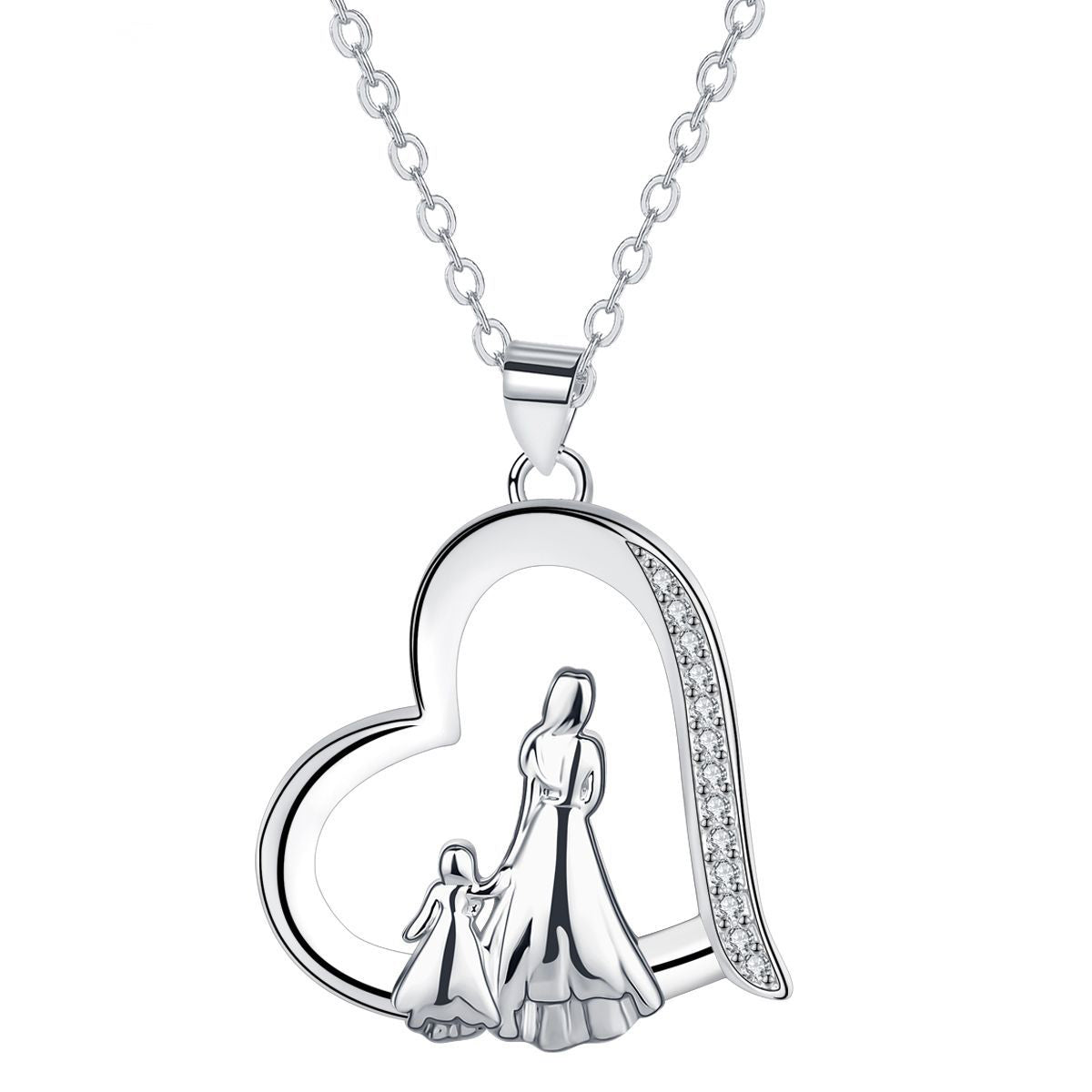 Copper With Silver Plated Heart Pendant Necklace for Women