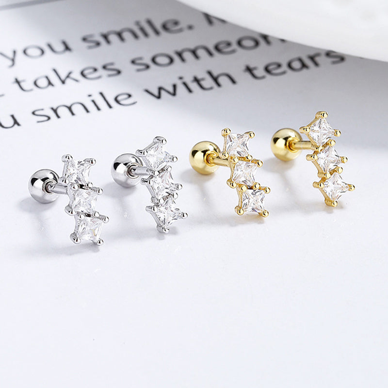 925 Sterling Silver Screw Back Stud Earrings