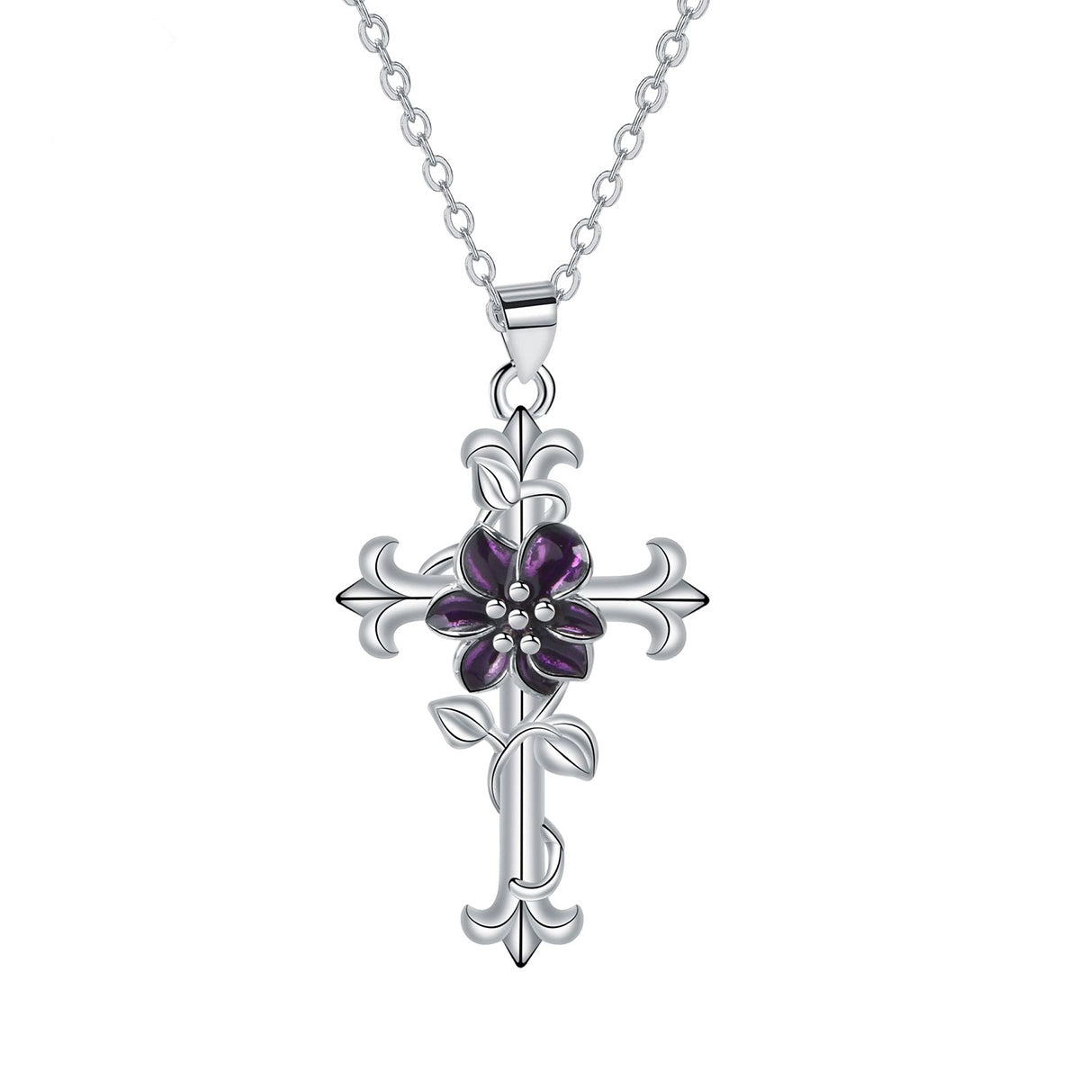 Copper With Silver Plated Cross Pendant Necklace