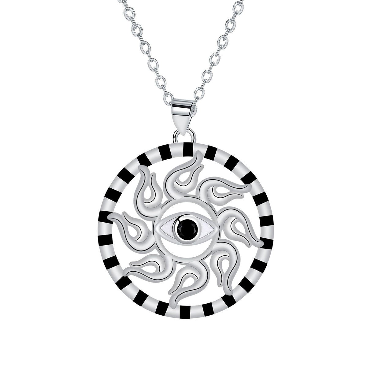 Copper With Silver Plated Circle Pendant Necklace