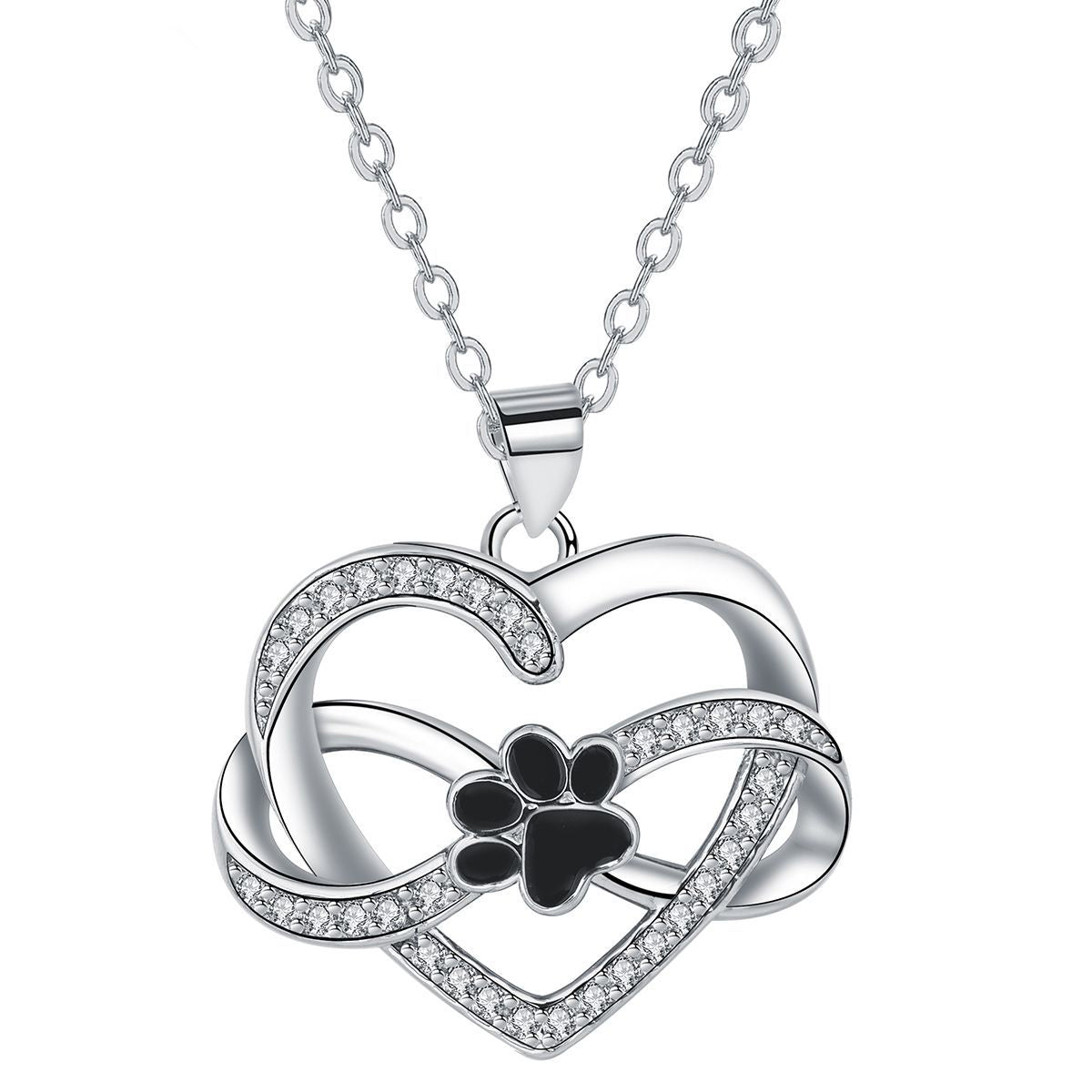 Collar con colgante de corazón infinito de cobre chapado en plata y oro rosa para mujer