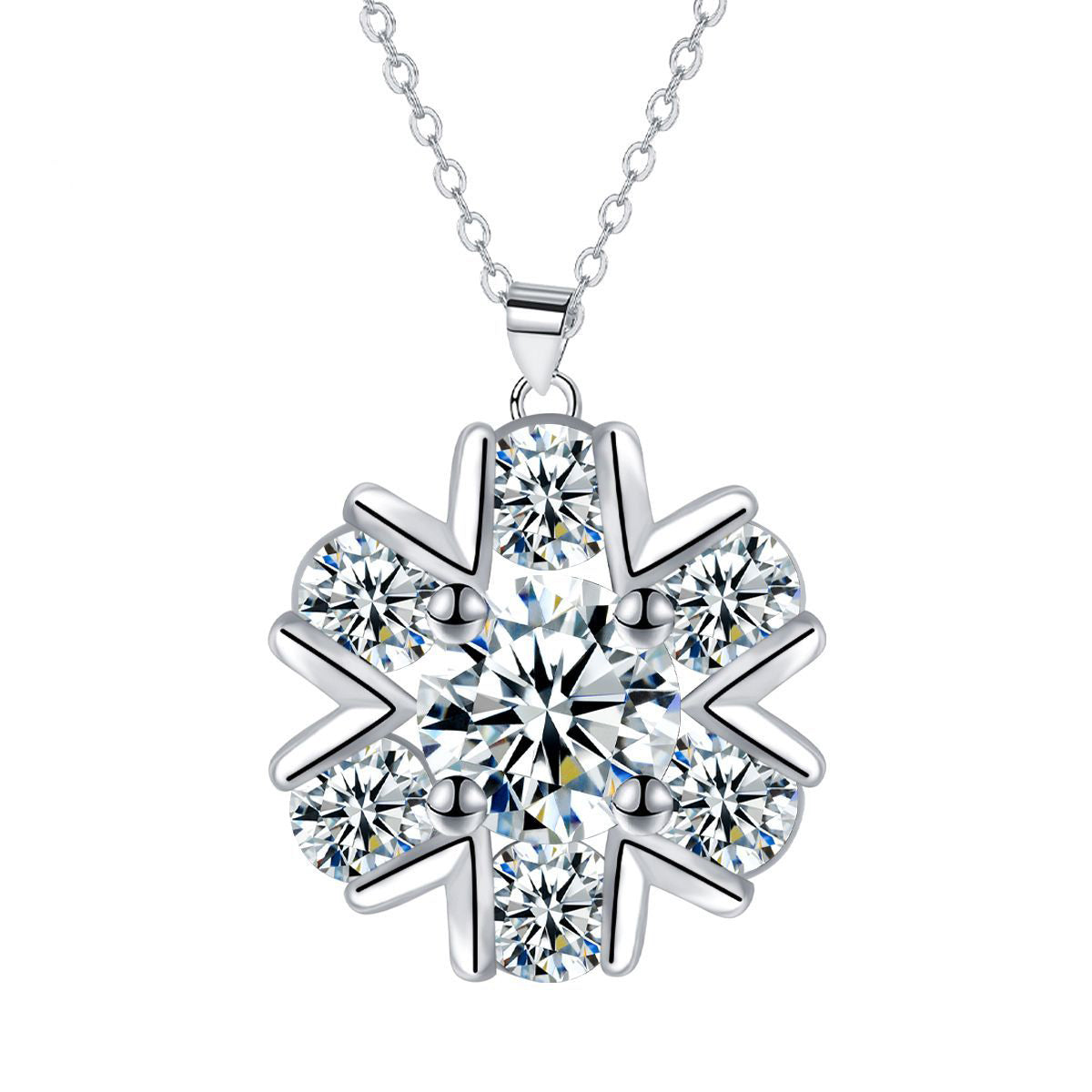 Copper With Silver Plated Snowflake Pendant Necklace